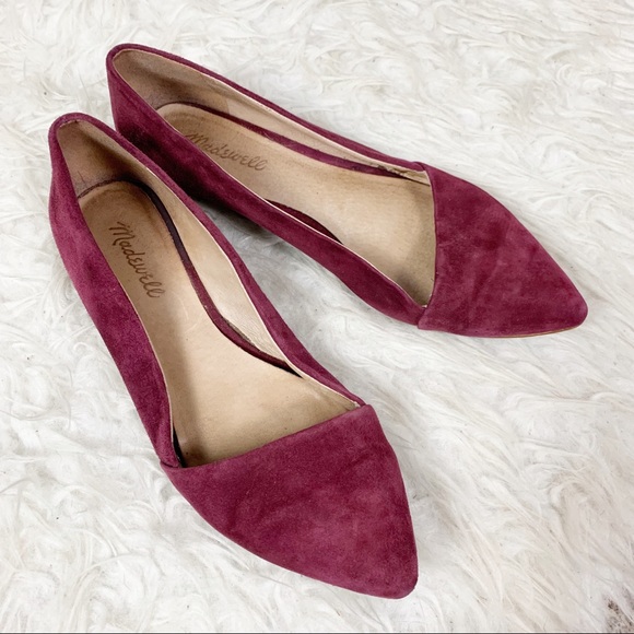 Madewell Shoes - MADEWELL Mira Suede Flat Burgundy Red Pointed Toe Slip on Flats Boho Chic 9